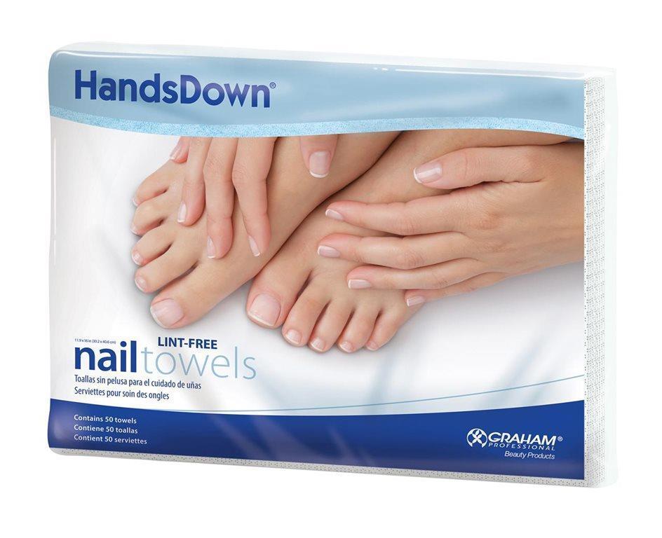 HANDDOWN Nail Care Towels 12x16 Inch, White, 50/Towels