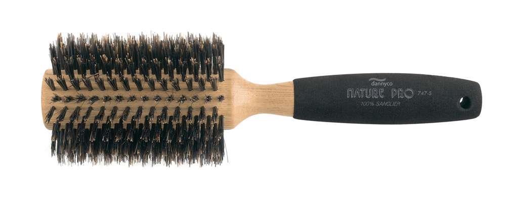 Circular Oakwood Brush - Natural Boar Bristles And Sponge Covered Handle Large