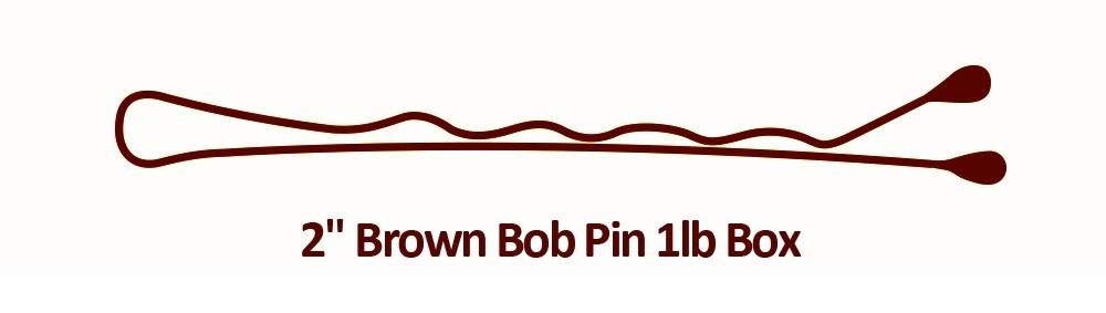 Brown Crimped Bobby Pins, 2 Inch, 1lb